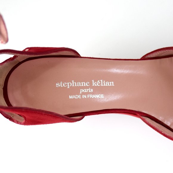 Stephane Kelian Made in FRANCE Red Suede 2.25” Wedge shoes Womens 6.5 - Picture 10 of 13